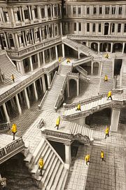 graphic depiction of houses and stairs by Egon Zitter