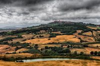 Panorama Val d’Orcia met Pienza op de Heuvel