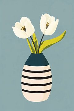 Strepen & Tulpen in Blauw van Studio BB