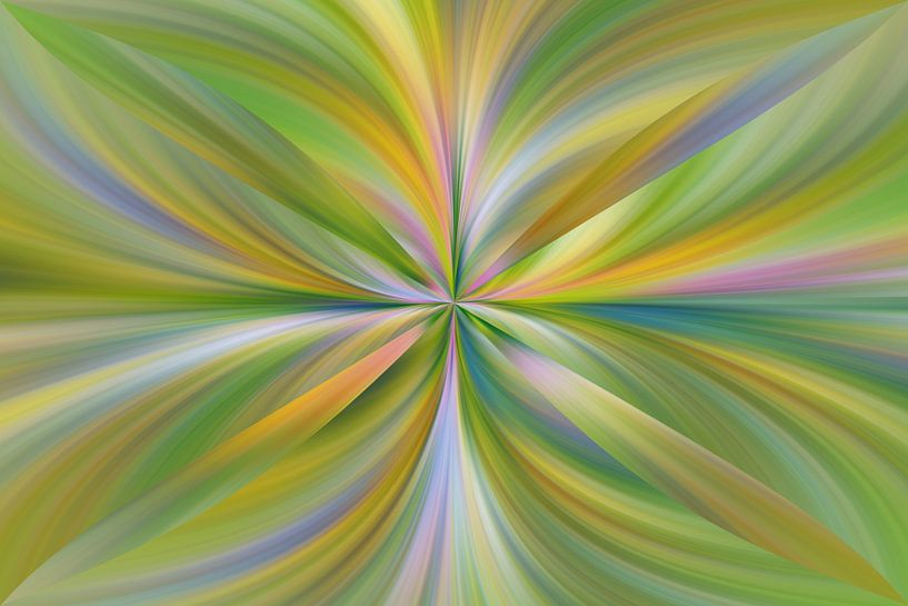 Abstract patroon van gebogen lijnen in lente kleuren van Lisette Rijkers