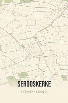 Alte Karte von Serooskerke (Zeeland) von Rezona