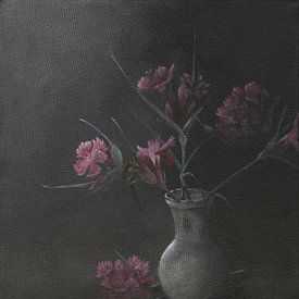 Still Life with Carthusian carnation, Dianthus carthusianorum by Helga Pohlen - ThingArt
