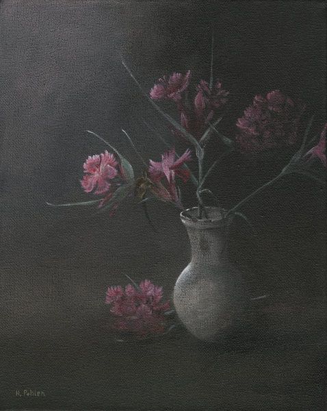 Stillleben mit Kartäusernelke, Dianthus carthusianorum von Helga Pohlen - ThingArt