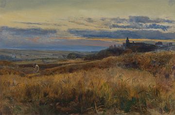 John William Inchbold~Cornfield au coucher du soleil