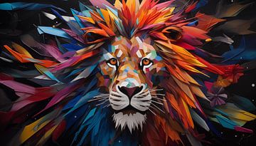Abstracte leeuw kleurrijk panorama van TheXclusive Art
