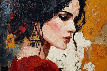 Portrait of a Spanish woman in warm, expressive colours