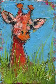 Buntes abstraktes Gemälde einer Giraffe von Art & Soul Creations