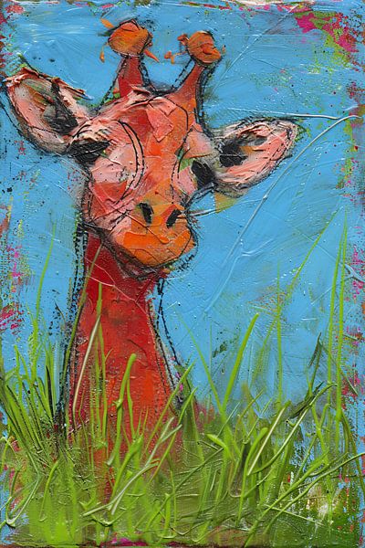 Peinture abstraite colorée d'une girafe par Art & Soul Creations