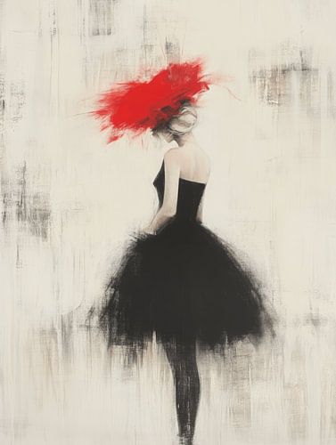 Abstraktes Porträt in Schwarz und Rot