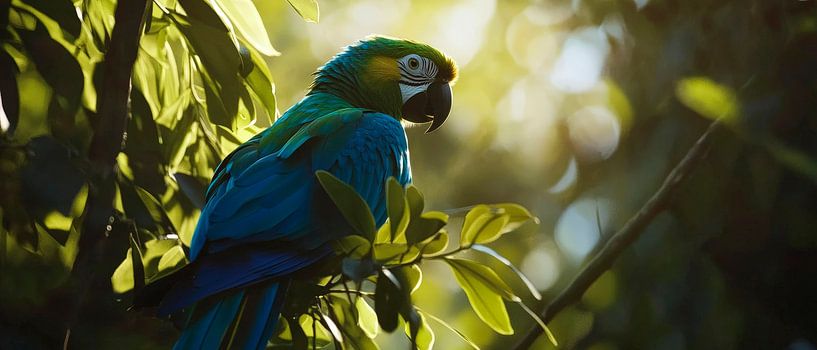 Colourful parrot in the light by Poster Art Shop