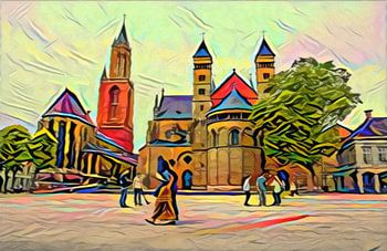 Kleurrijk werk van Vrijthof Maastricht: Sint Servaasbasiliek en Sint-J