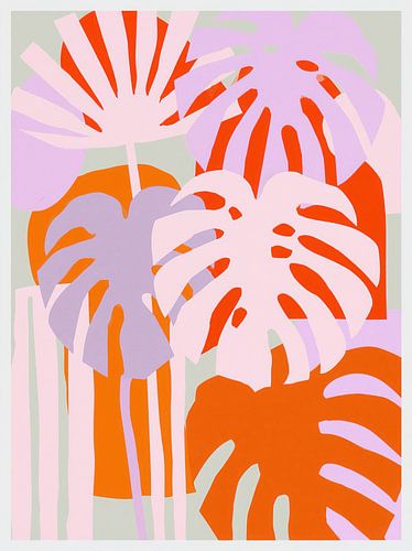 Monstera Cut-Out | Lilac, Orange and Pink