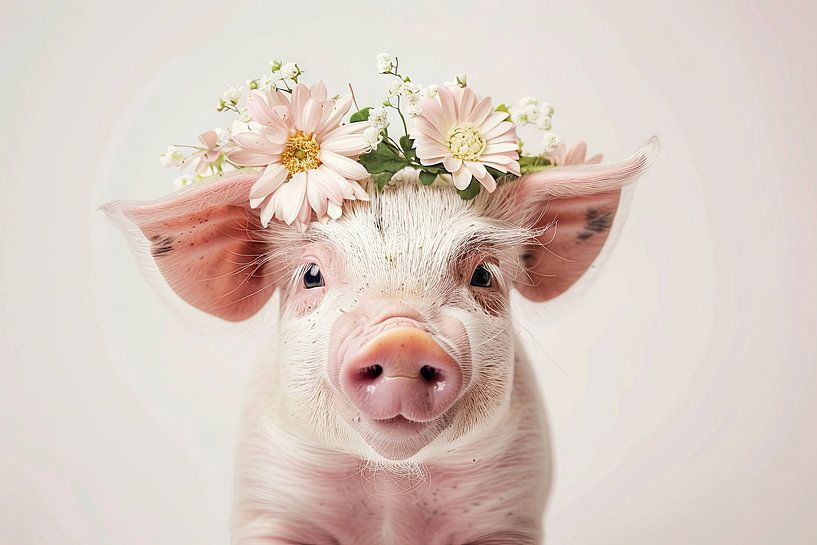Blumenkranz Ferkel von Poster Art Shop