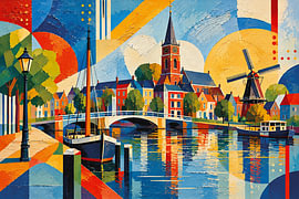 Painting of Meppel, Drenthe – An atmospheric townscape in the Netherlands by Johannes