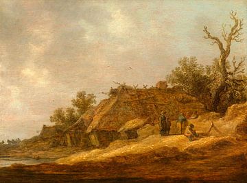 Landvolk bij een vervallen boerderij, Jan van Goyen