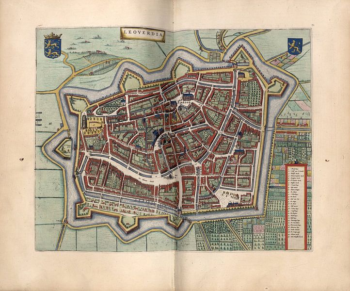 Leeuwarden, City map Joan Blaeu 1652 by Atelier Liesjes