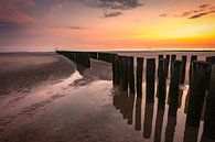 Coucher de soleil sur la plage Breskens Pays-Bas par Peter Bolman Aperçu