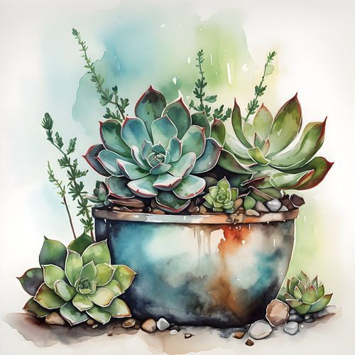 Watercolour Succulents