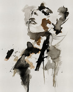 Ink Muse II | Abstraktes Frauenporträt in Ostindischer Tinte und Aquarell