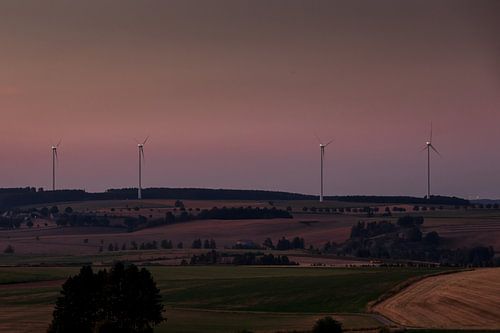 Avond uitzicht windmolens