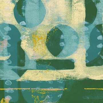 Japandi. Abstracte vormen in groen en geel II van Dina Dankers