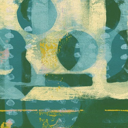 Japandi. Abstracte vormen in groen en geel II