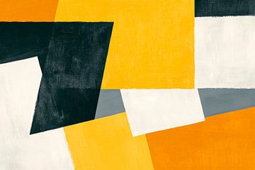Geometrische compositie in geel en zwart van Poster Art Shop