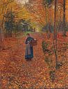 Friedrich Kallmorgen, Femme ramassant du bois dans une forêt d'automne, 1893 par Atelier Liesjes Aperçu