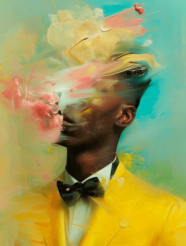 Modern abstract portret in pastelkleuren