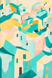 Kleurrijk woonlandschap in minimalistische stijl van Poster Art Shop