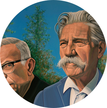 Jean-Paul Sartre en Albert Schweitzer Schilderij van Paul Meijering
