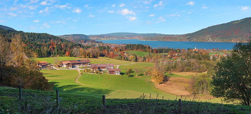 view from bucherhang hill above spa town bad wiessee, rural landscape lake tegernsee. upper bavaria  by SusaZoom