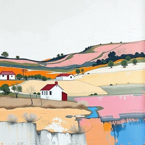 landschap heuvels en huisjes toscane .