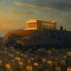 Athens bernsteinfarbenes Glühen - Goldenes Licht über der Akropolis von Travel Shop