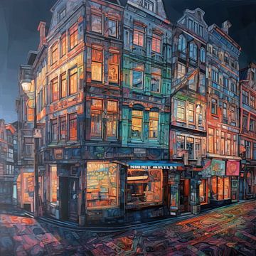 Magasin de nuit d'Amsterdam sur Tableaux ARTEO