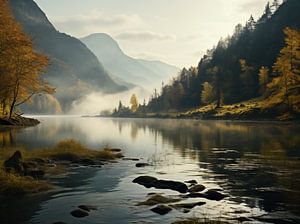 Nebel am Bergsee