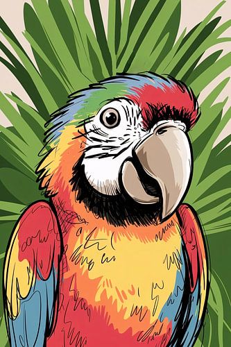 Kleurrijke illustratie van een papegaai