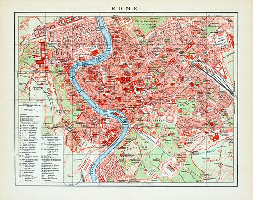 Vintage plattegrond Rome ca. 1900