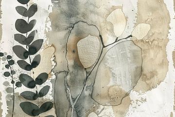 Abstrait botanique dans le style japonais sur Japandi Art Studio