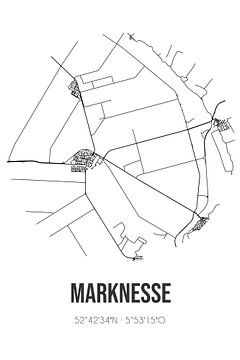 Marknesse (Flevoland) | Carte | Noir et blanc sur Rezona