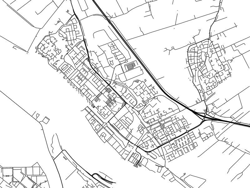 Karte von Maassluis in Schwarz ud Weiss von De Kaartenwinkel