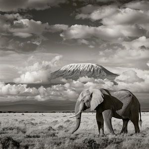 Elefant und Kilimandscharo