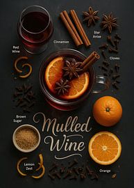 Poster du vin chaud - Cocktail chaud d'hiver à base de vin rouge