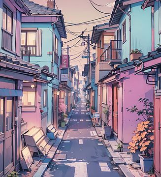 Japan Street Dream pastel esthetiek van AIS URIEF MAULANA