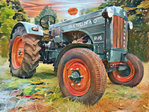 Tracteur Hanomag R35 Style aquarelle