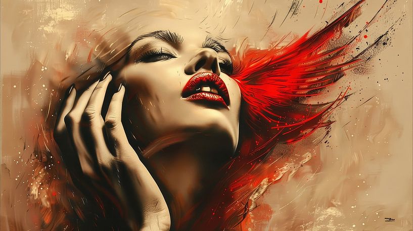 abstract vintage women's face by Gelissen Artworks