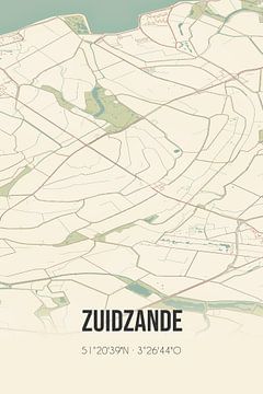 Vieille carte de Zuidzande (Zeeland) sur Rezona
