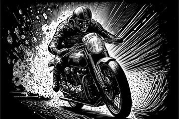 Vintage motorcyclist by Imagine