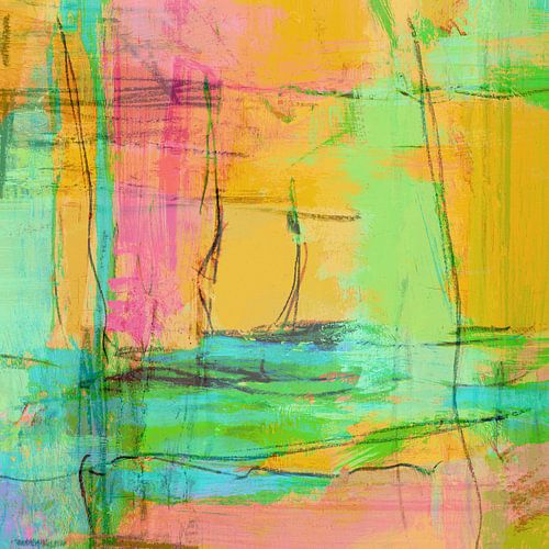 Chant de couleur Géométrique Vert Jaune