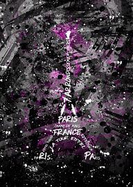 Digital Art Eiffeltoren | roze / sw sur Melanie Viola